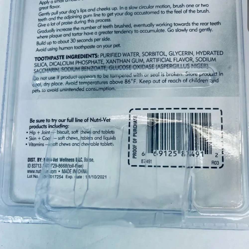 New Nitri Vet Dental Hygiene Kit Dog Toothpaste And Brush - 87491